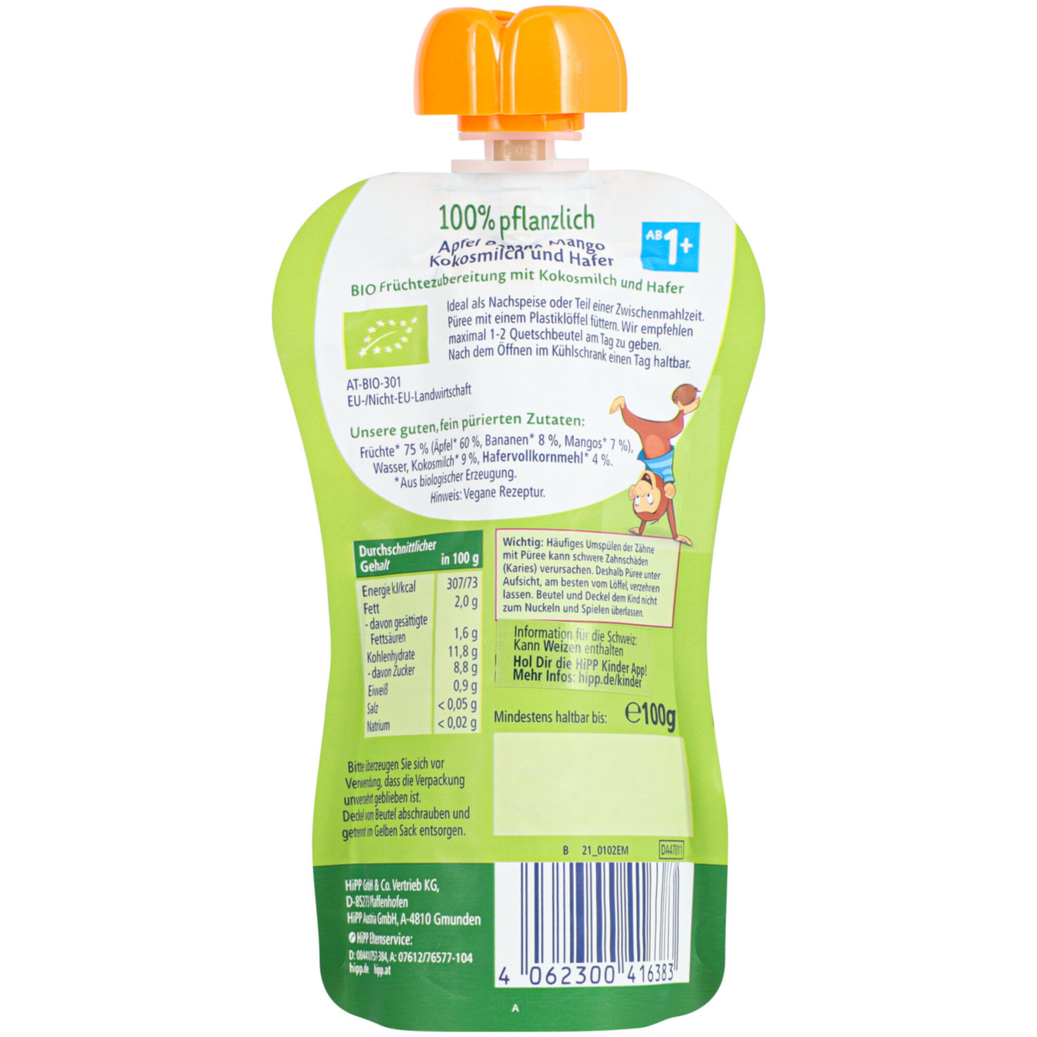 Hipp Apfel Banane Mango Kokos Hafer 12+ Monate