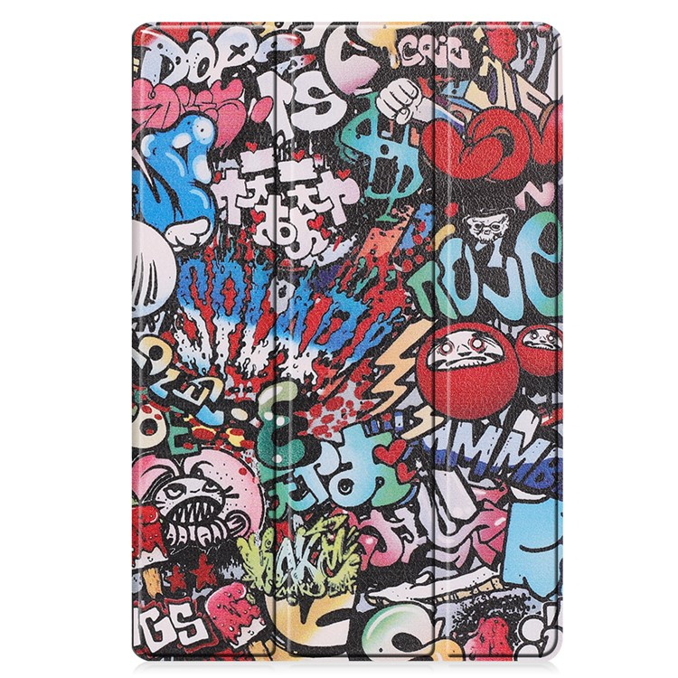 Samsung Galaxy Tab S10  Plus Hybrid Leder Tasche Smart Cover Schutzhülle   S-Pen Halterung - Graffiti