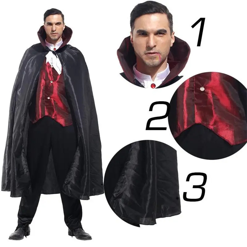 (175-185cm) Fasnachts Erwachsenen Kostüm Dracula Vampir Verkleidung für Motto Partys / Halloween - Schwarz / Rot