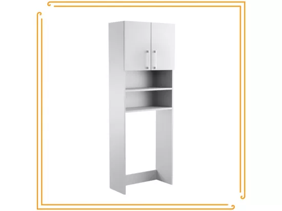 Armoire de salle de bain pour machine à laver et sèche-linge, colonne de rangement pour électroménager, blanc