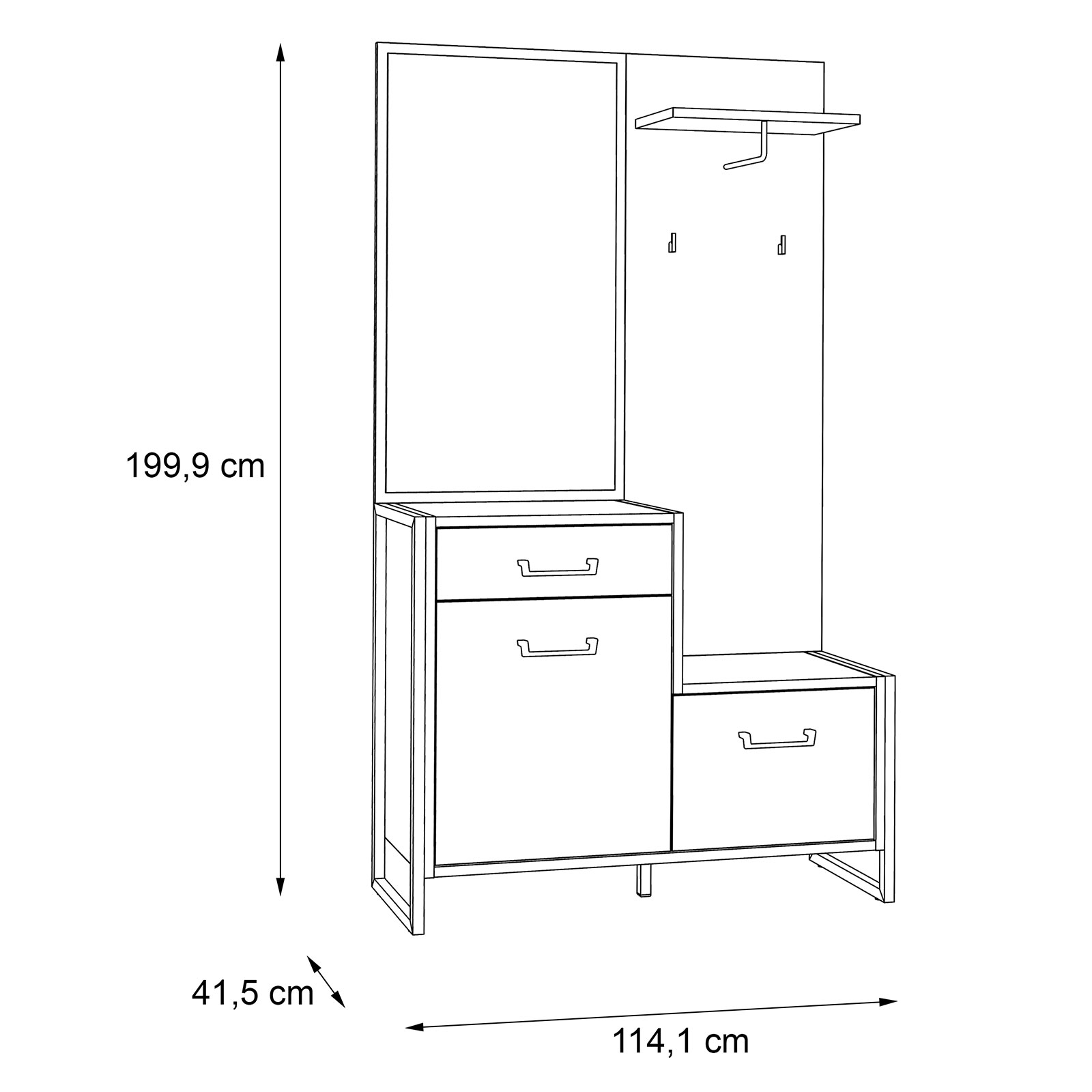 Garderoben-Set - Stabeiche - 114 cm breit