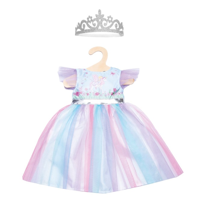 Puppenkleid mit Krone - Fee und Einhorn - Größe 28 - 35 cm