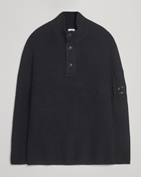 C.P. Company Full Rib Knitted Cotton Half Button White