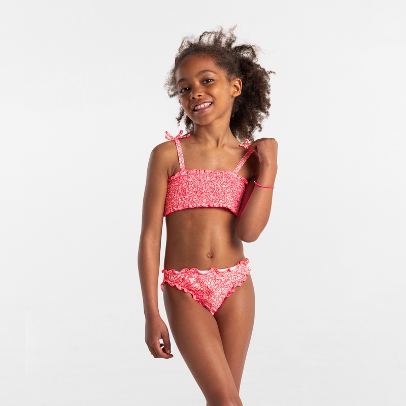 Maillot de bain 2 pièces à fleurs rose fille