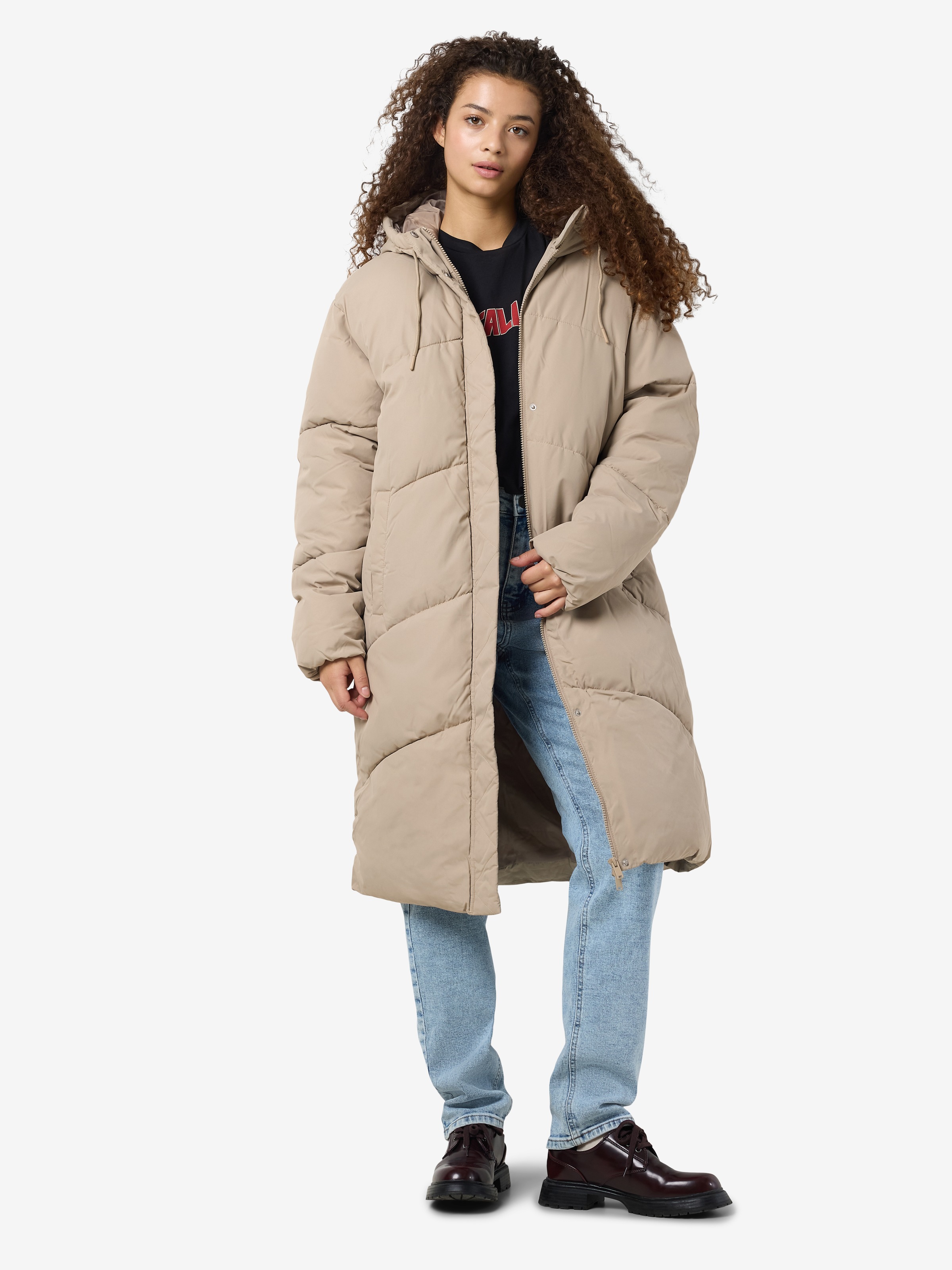 Noisy may Steppjacke »NMTENNA L/S LONG JACKET NOOS« mit Kapuze