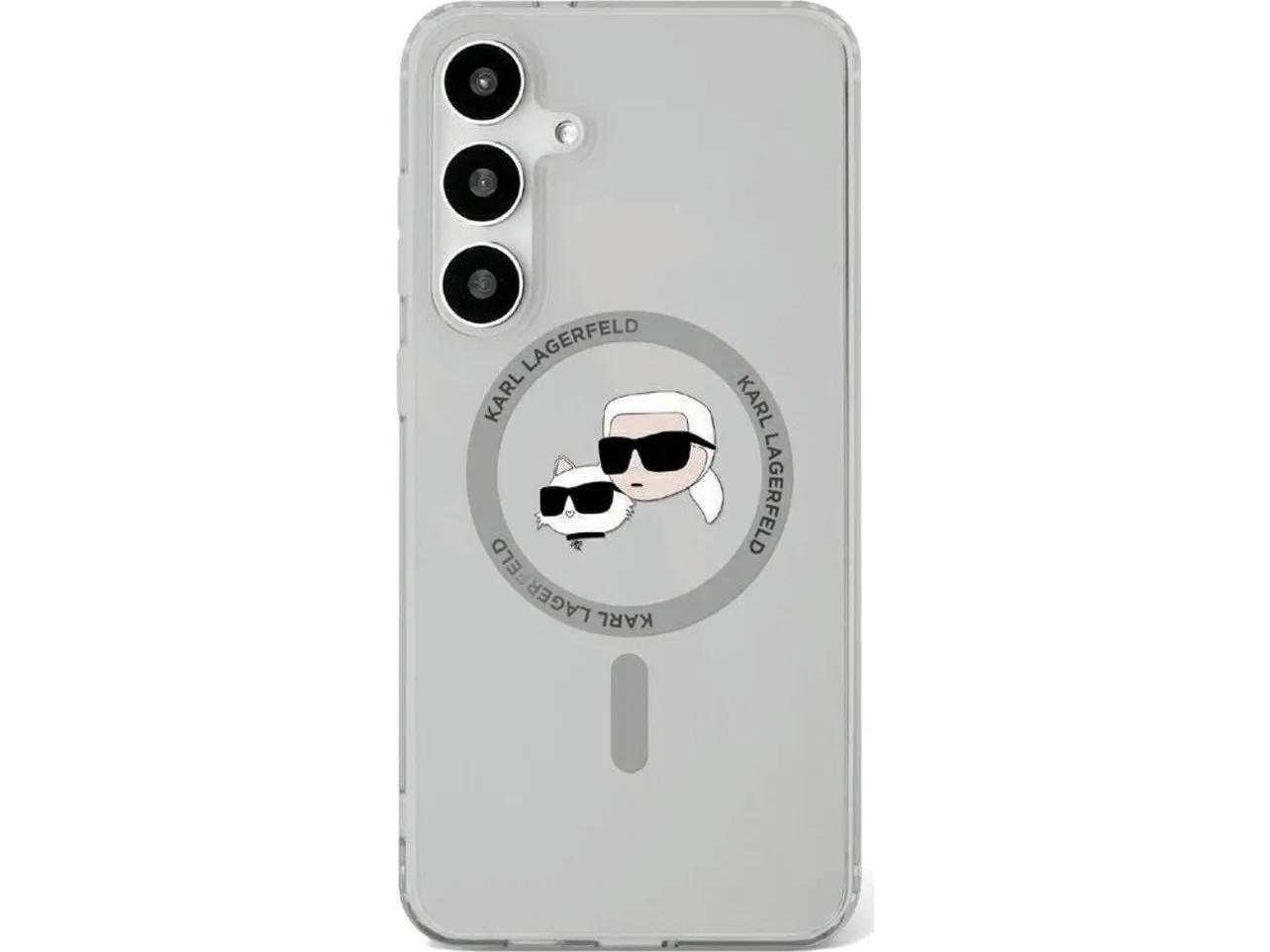 Karl Lagerfeld Button Karl & Choupette Heads Printed Logo MagSafe-etui Samsung Galaxy S25 Plus sort