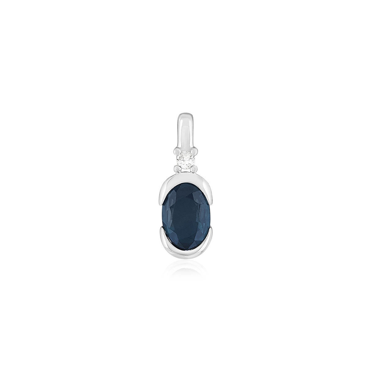 Pendentif or 375 blanc saphir diamant