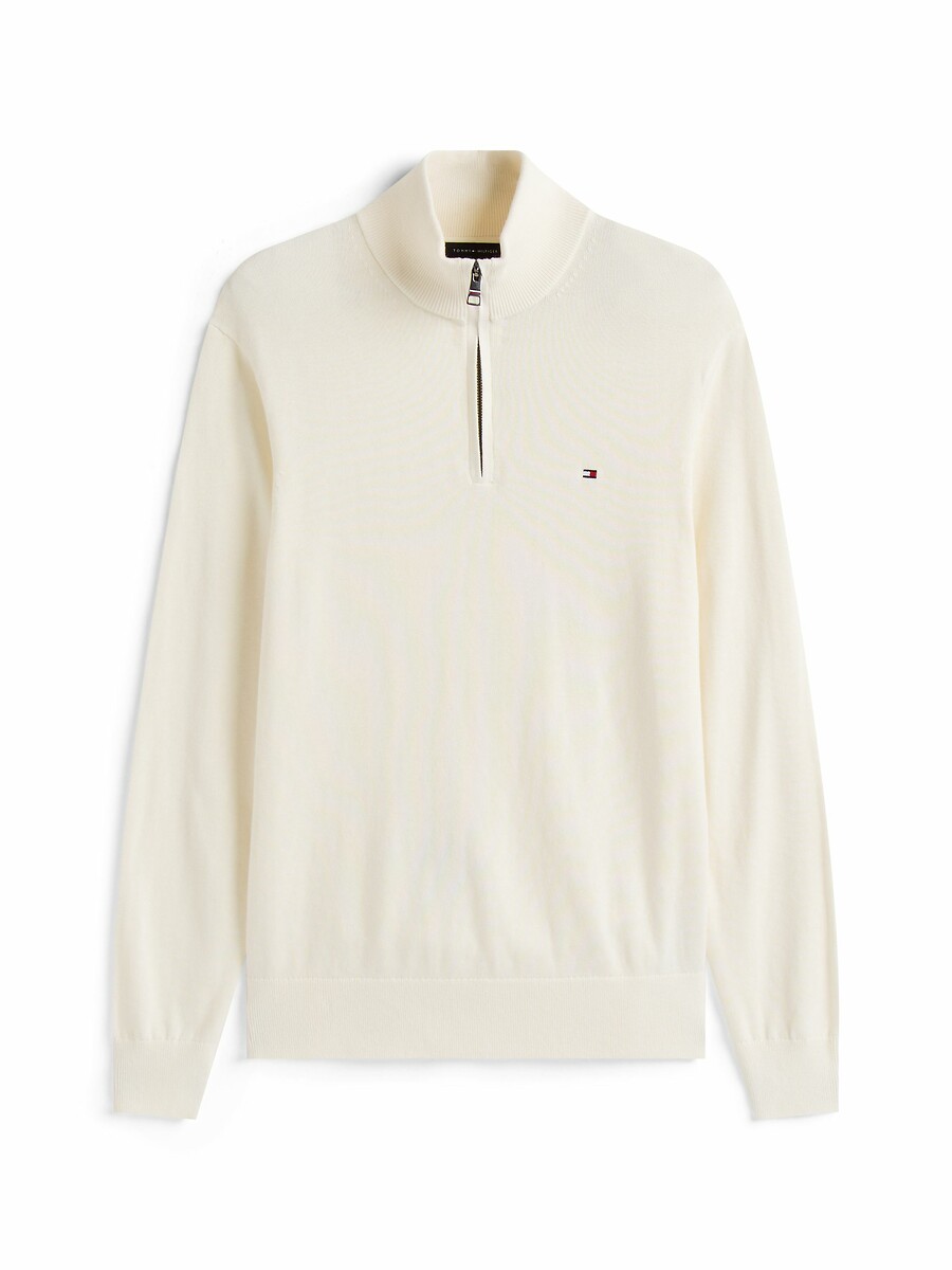 Suéter TOMMY HILFIGER com gola alta e fechamento em zíper, em algodão e cashmere.