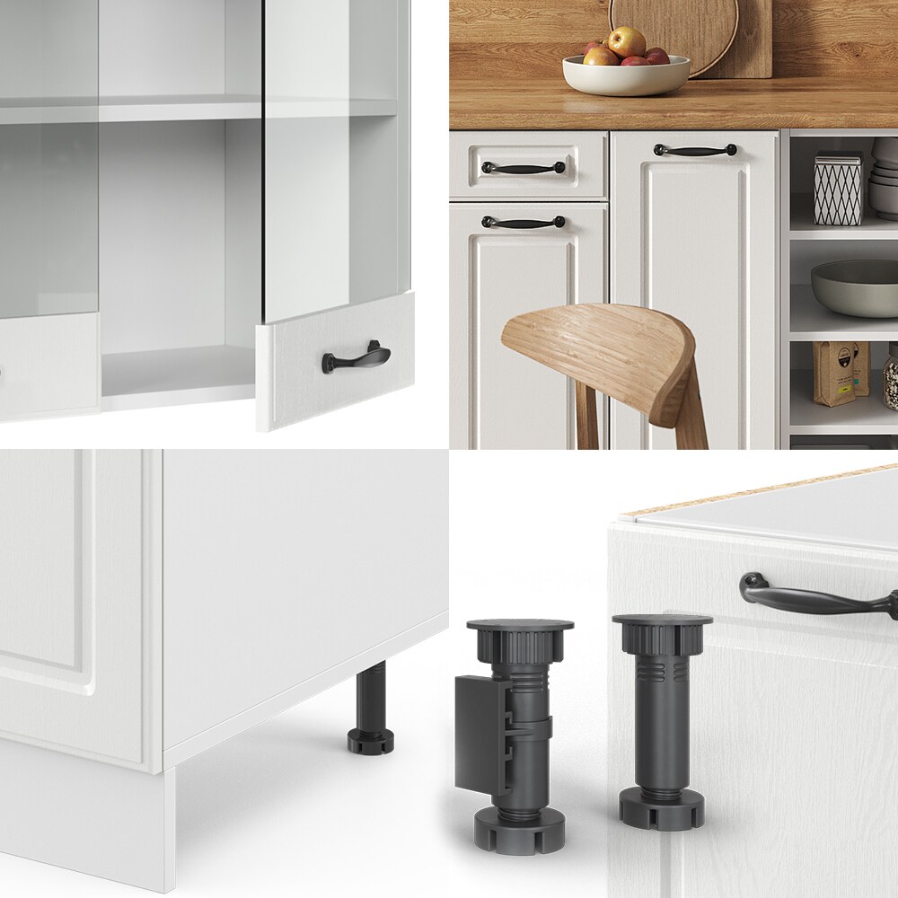 Vicco Küchenzeile Küchenblock Einbauküche R-Line 240 cm Landhaus Weiß Küche