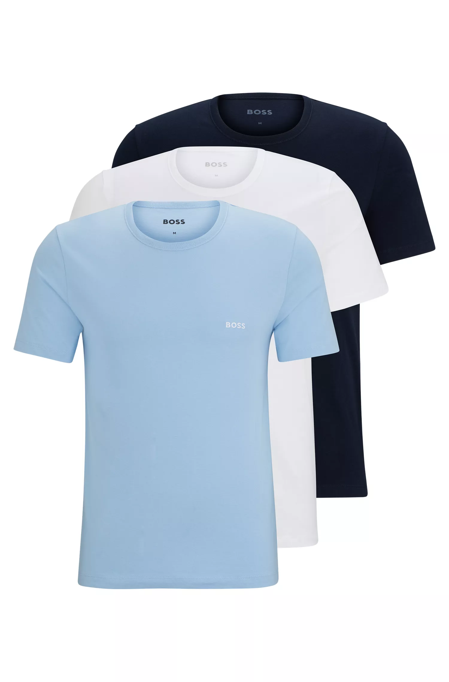 BOSS Black - Pacote com três camisetas de algodão com logo da marca.
