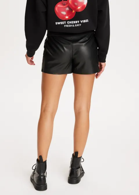 Short van imitatieleer zwart (ZWART)