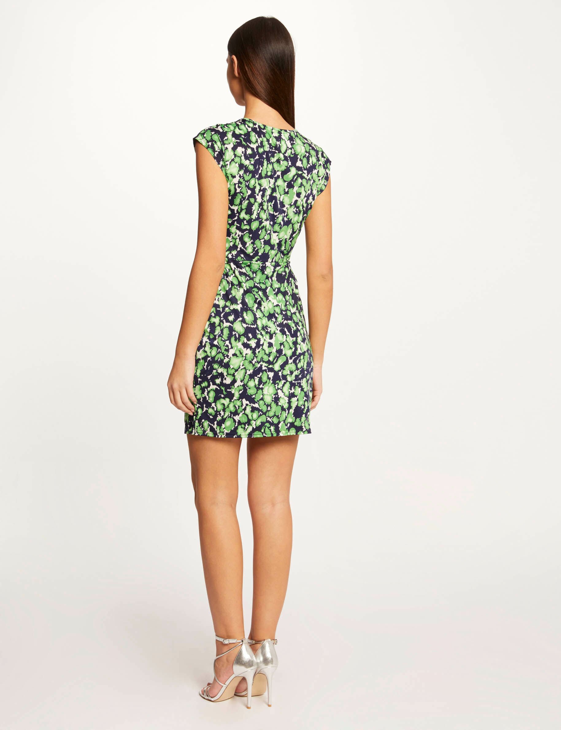 Robe ajustée drapée imprimé abstrait vert femme - vert