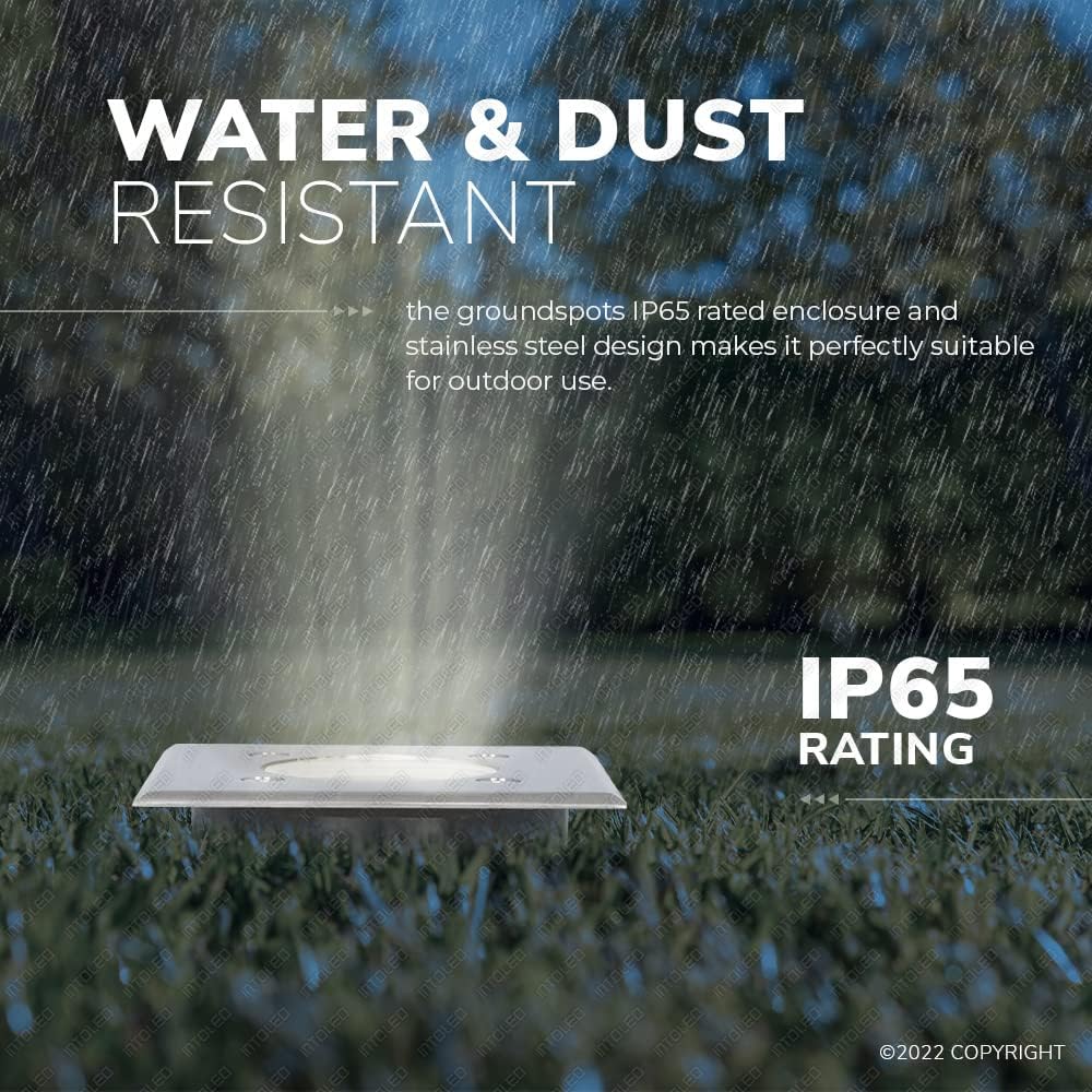 HOFTRONIC - 6er LED Bodeneinbauleuchten Edelstahl Eckig 4 Watt 345 Lumen 3000K Warmweiß GU10 LED IP67 Wasserdicht - 15.000 Brennstunden bodenstrahler außen | Terrassen Einbaustrahler Aussen
