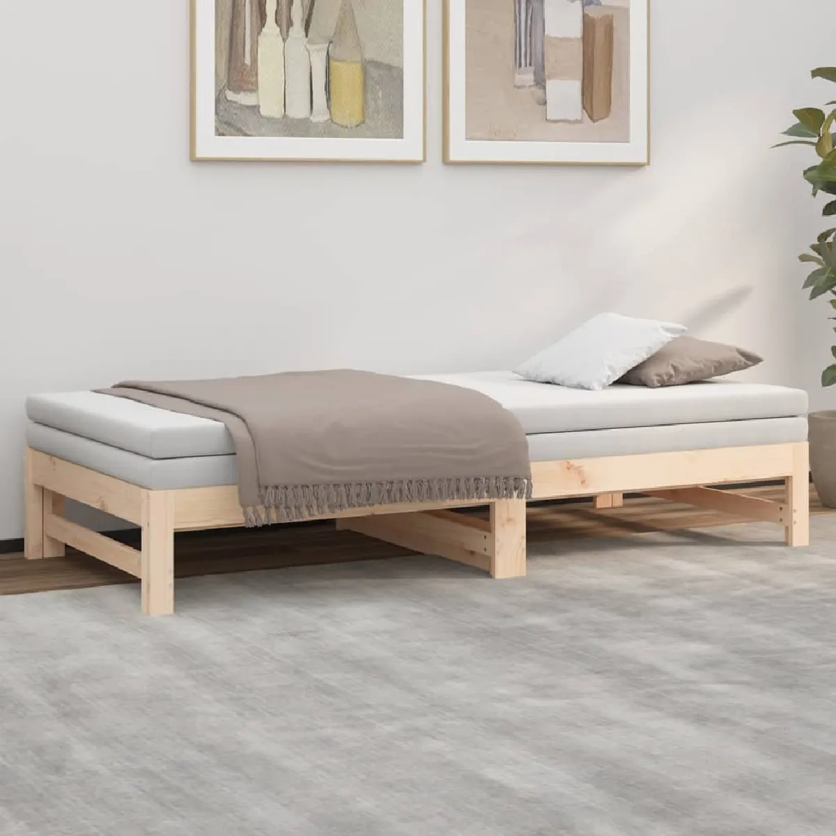 vidaXL Lit coulissant 90x190 cm Bois de pin Massif