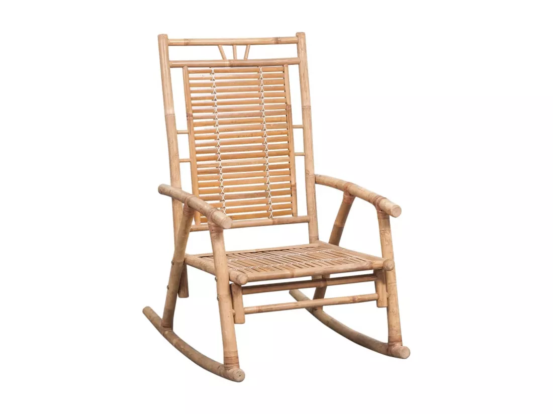 Chaise à bascule avec coussin Bambou 3