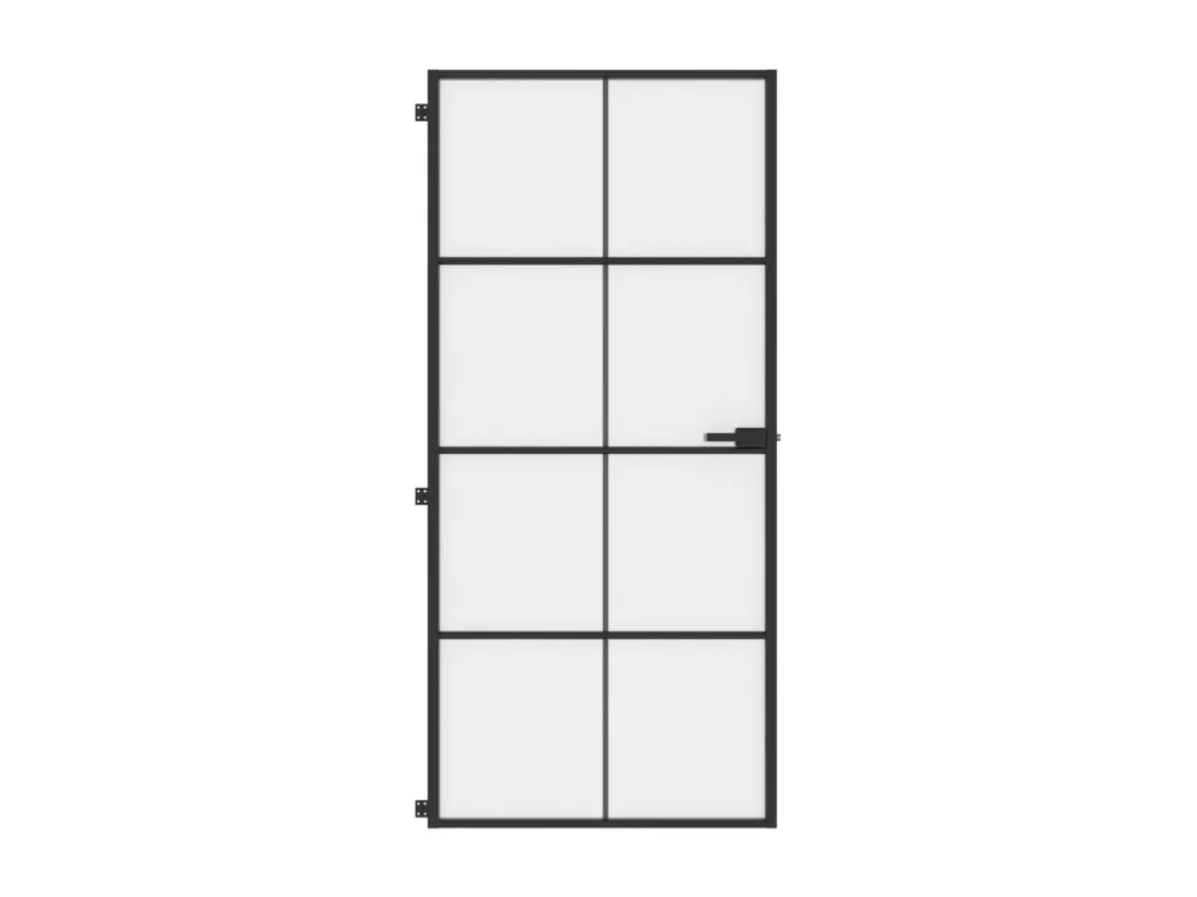 Porte intérieure mince noir 93x201,5 cm verre trempé aluminium
