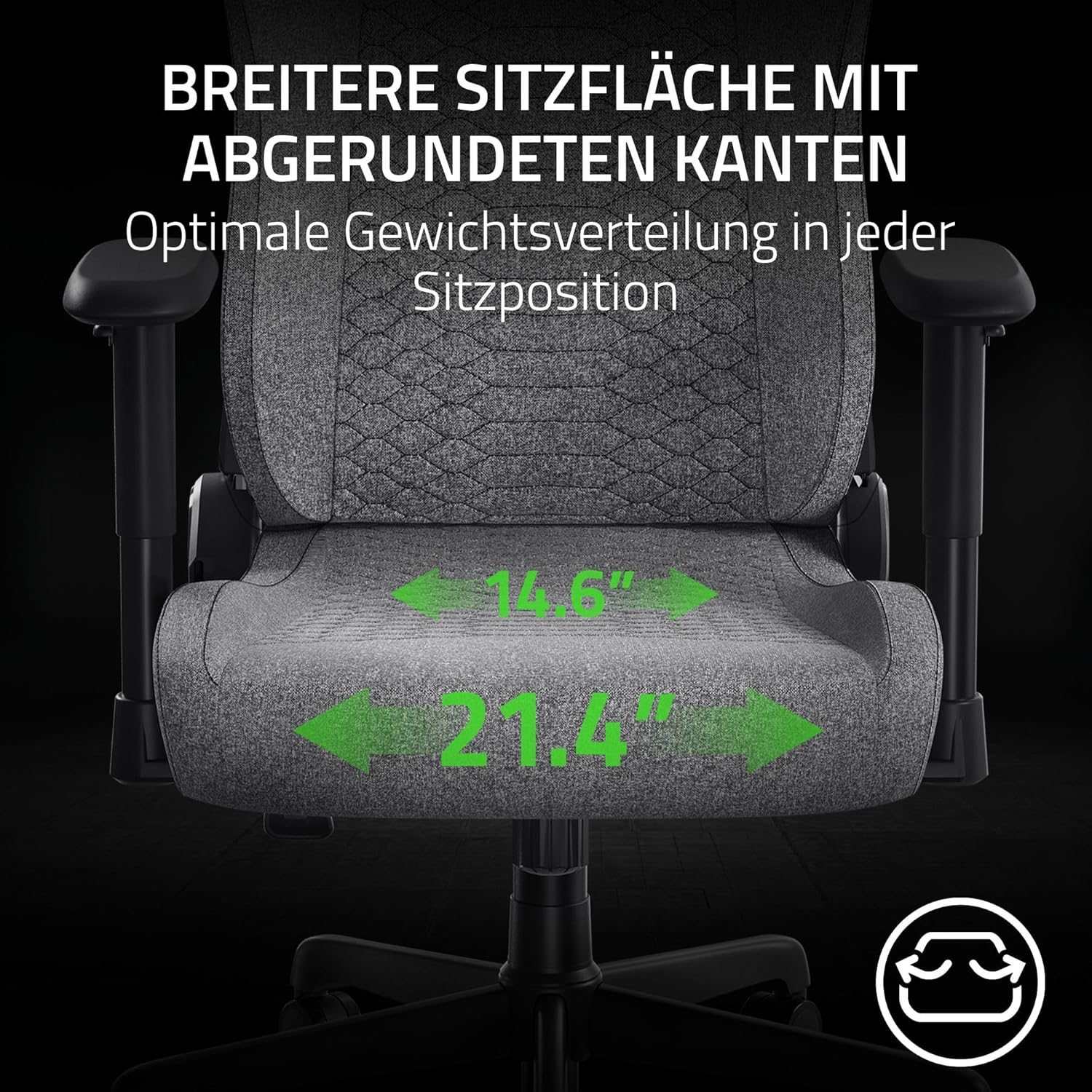 Razer Iskur V2 X - Basis-Gaming-Stuhl mit integrierter Lendenwirbelstütze (hochverdichtete Schaumstoffpolster, 2D-Armlehnen, weicher Stoff) Grau