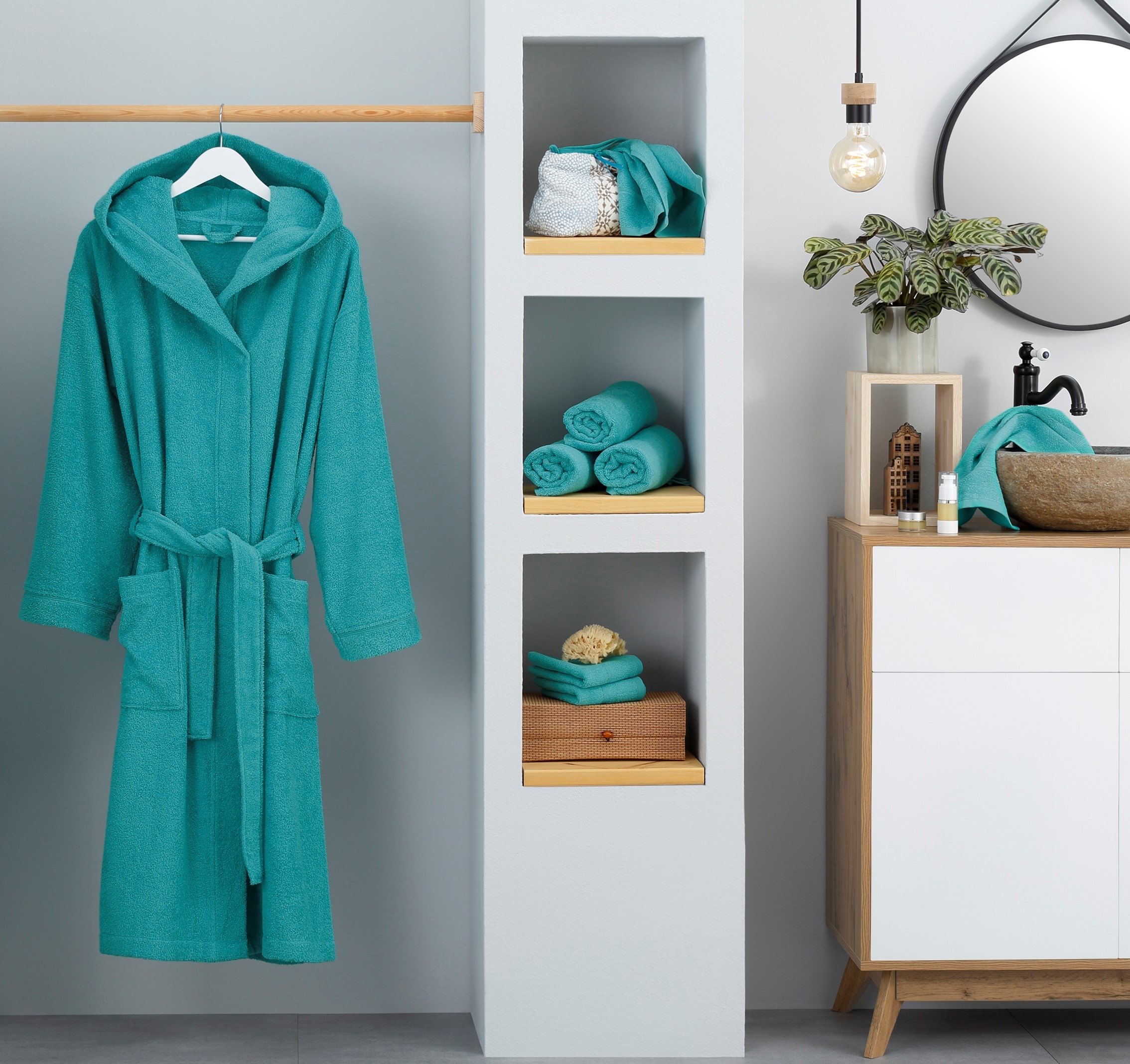 my home Unisex-Bademantel »Sanremo, ideal für Sauna & Spa, Hotelbademantel, Morgenmantel«, 1 Stk. mit Taschen, Damen & Herren Bademäntel, S-3XL