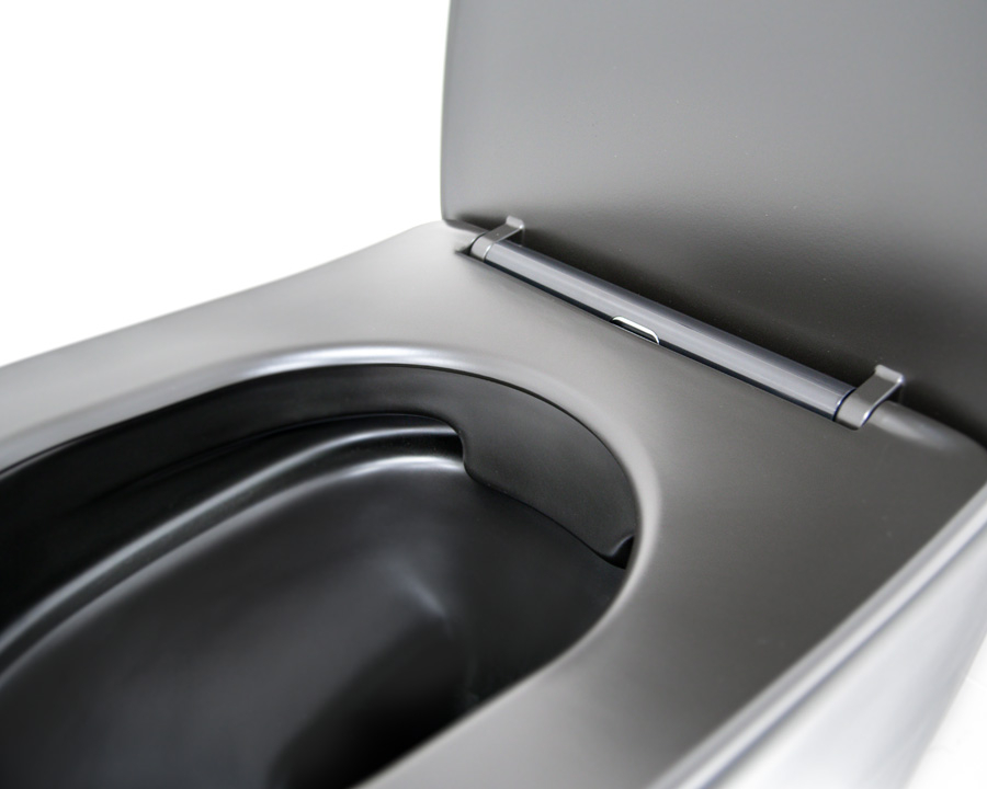 SaniGoods Apollo mat zwarte toiletpot inclusief zitting anti-kalk 48cm