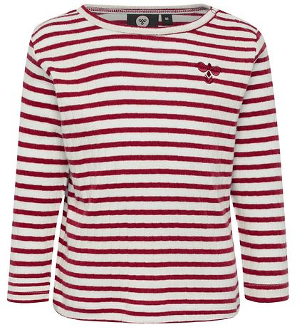 Hummel Pullover - HMLRumle - Weiß/Bordeaux gestreift