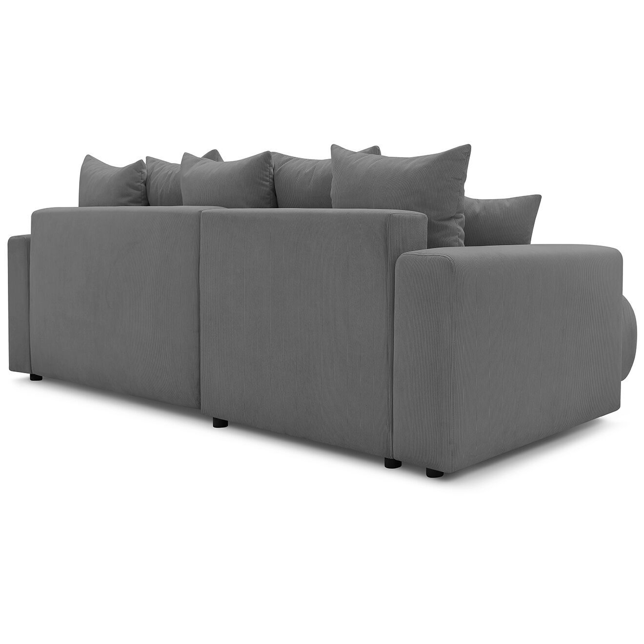 Bobochic Canapé d'angle convertible reversible velours côtelé Envy gris foncé - 282x153x95 cm