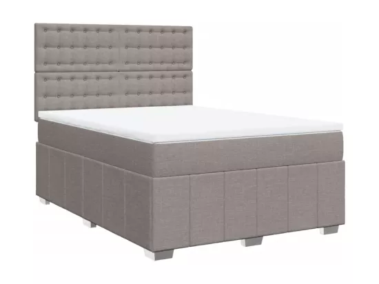 Sommier à lattes de lit avec matelas Taupe 140x190 cm Tissu