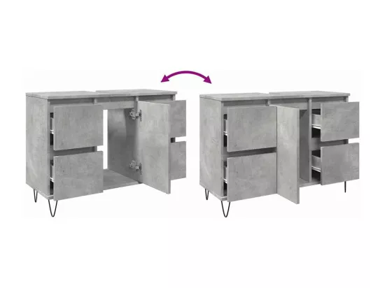 Armoire salle de bain gris béton 80x33x60cm bois d'ingénierie