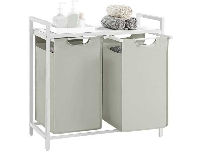Songmics Wäschekorb  92 l, Weiss Wäschesammler