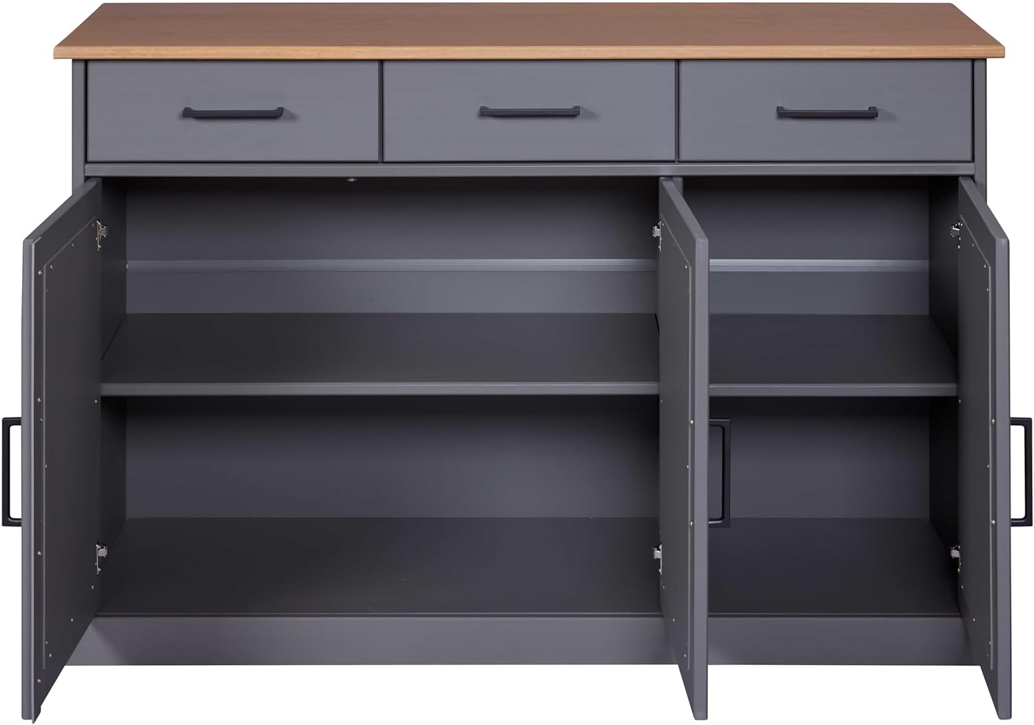 Inter Link – Kommode – Anrichte - Buffet – Sideboard – Kiefer massivholz – FSC - 3 Türen – 3 Schubladen – Landhausstil – Forenzo - Forenzo 3T3Sgrau - Grau/Oak Colori