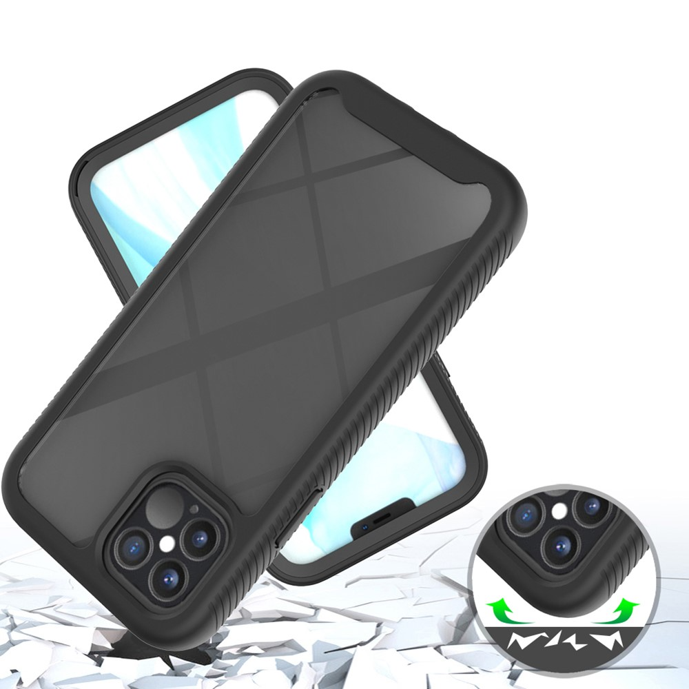 iPhone 12 Pro / iPhone 12 Hybrid 2in1 Hülle Shock Proof   Acryl Rückseite - Schwarz