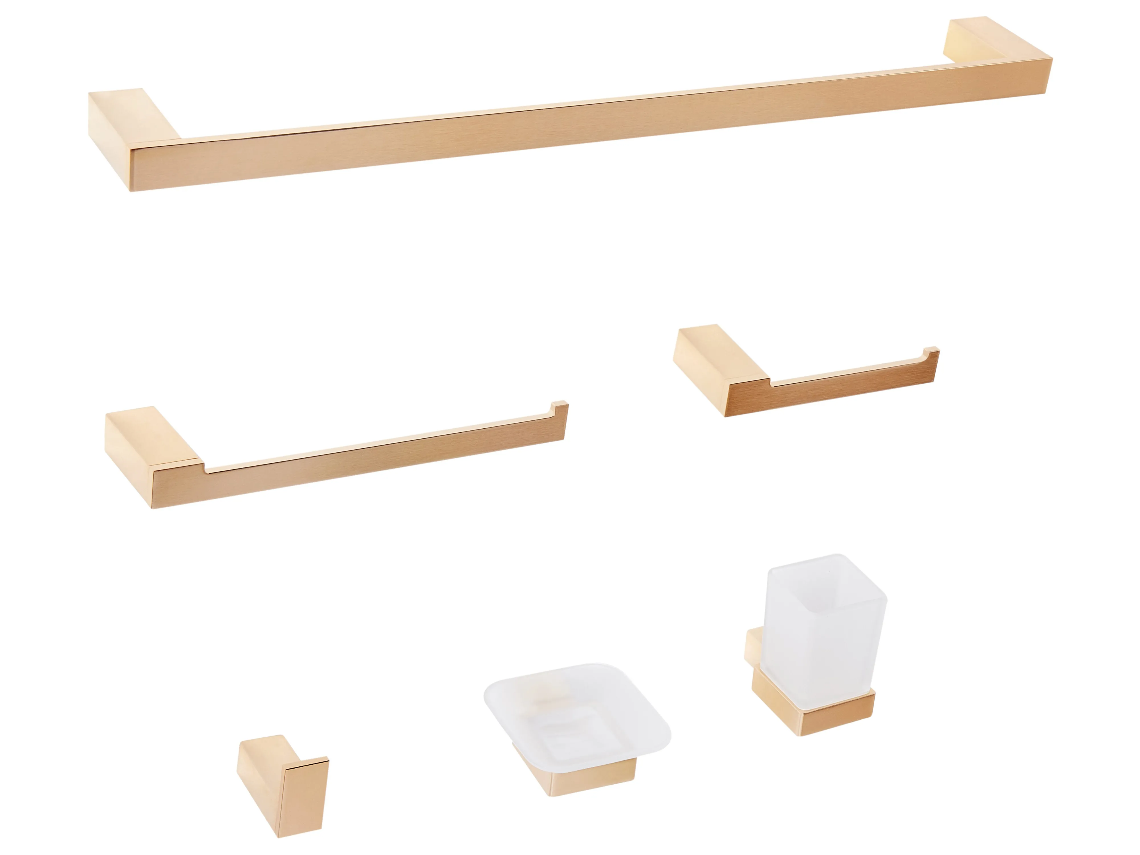 6-delige badkamer hardware set TUMACO met handdoekstangen en -haken Goud