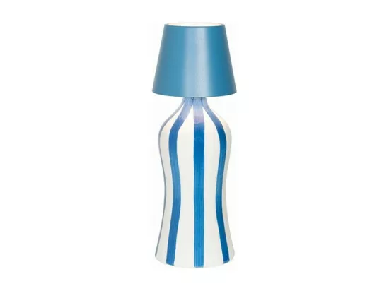 Lido Bouteille en céramique rayée bleu Zafferano