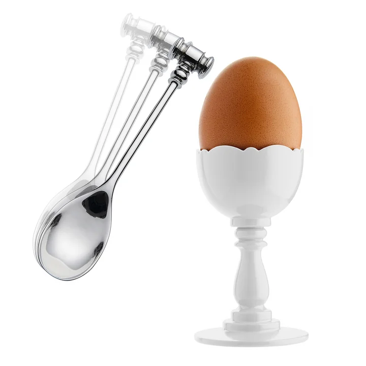 Alessi - Dressed Eierbecher und Eierlöffel, weiss