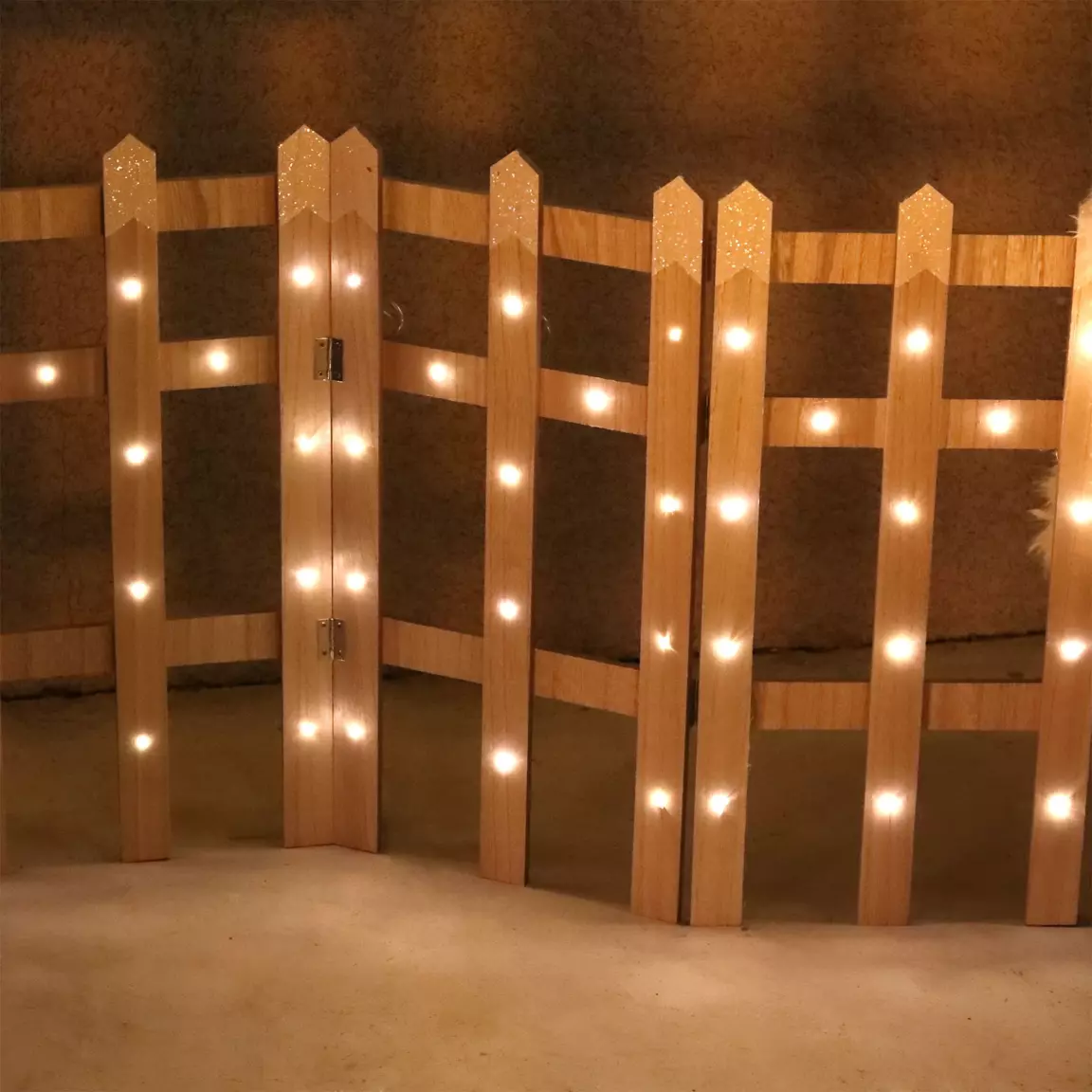 Barrière en bois lumineuse 42 LED (L89 x H59 cm) Blanc chaud