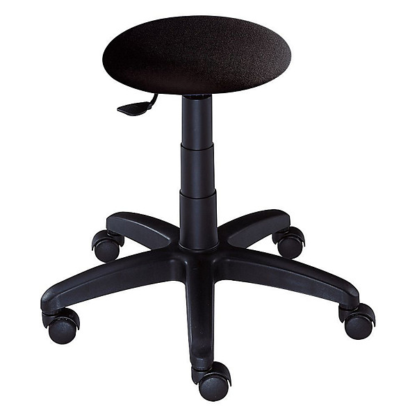Tabouret bas Budget à roulettes tissu noir réglable de 42-55 cm
