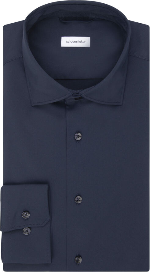 Seidensticker Performance shirt Slim Long sleeve Kent-Collar Uni Blue