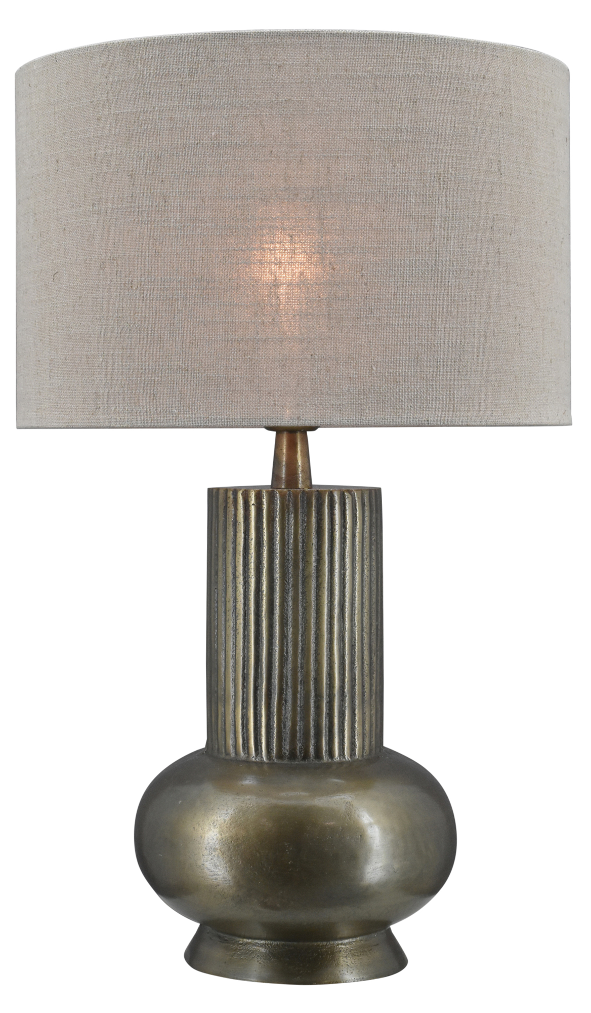 Tafellamp Amora bronze + kap 35x35x22cm Oslo linnen naturel
