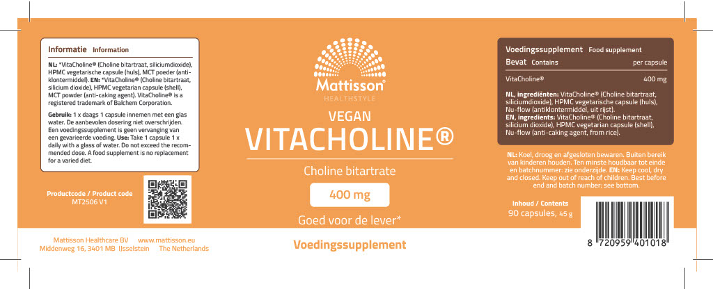 Mattisson Vegan Vitacholine 400Mg (90 capsules)