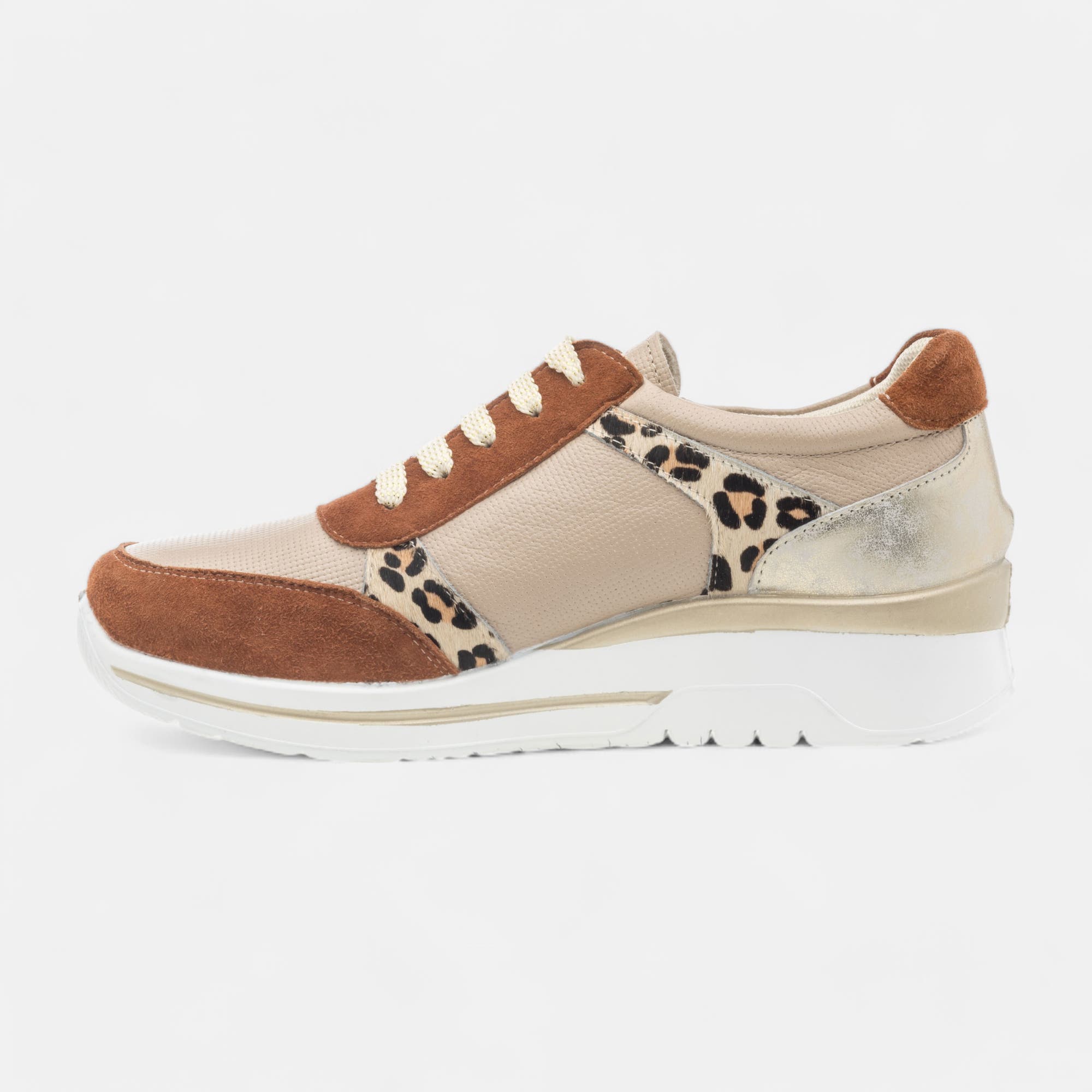 Baskets basses Femme en cuir cognac