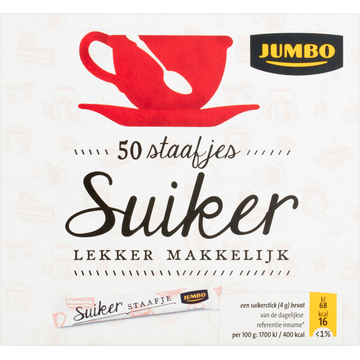 Jumbo Suiker Staafjes 50 Stuks 200 g