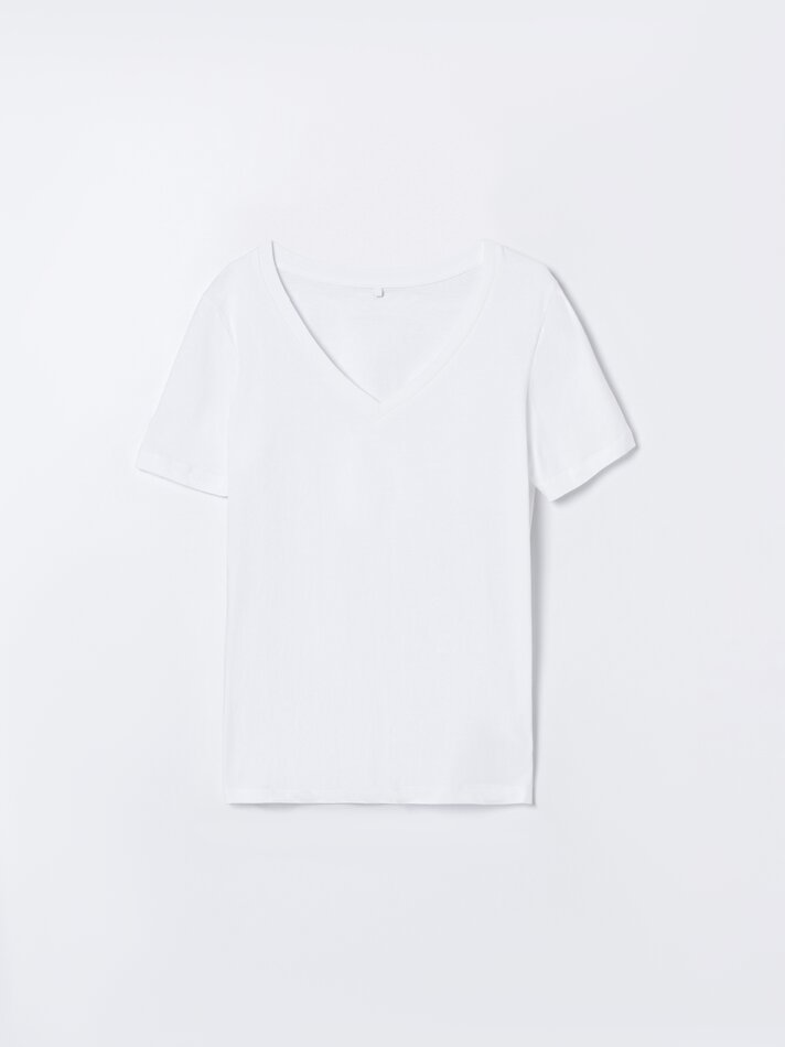 Camiseta básica com decote em V - Branca