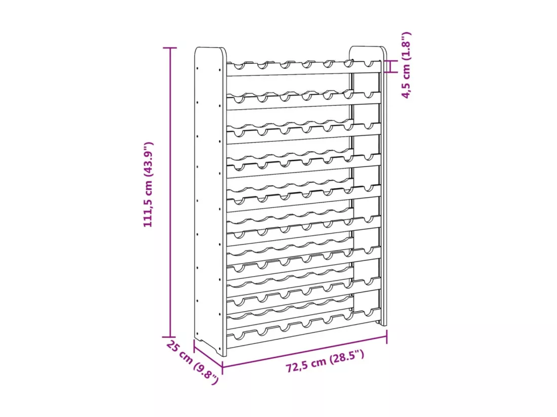 Casier à vin 72,5x25x111,5 cm Bois de pin massif
