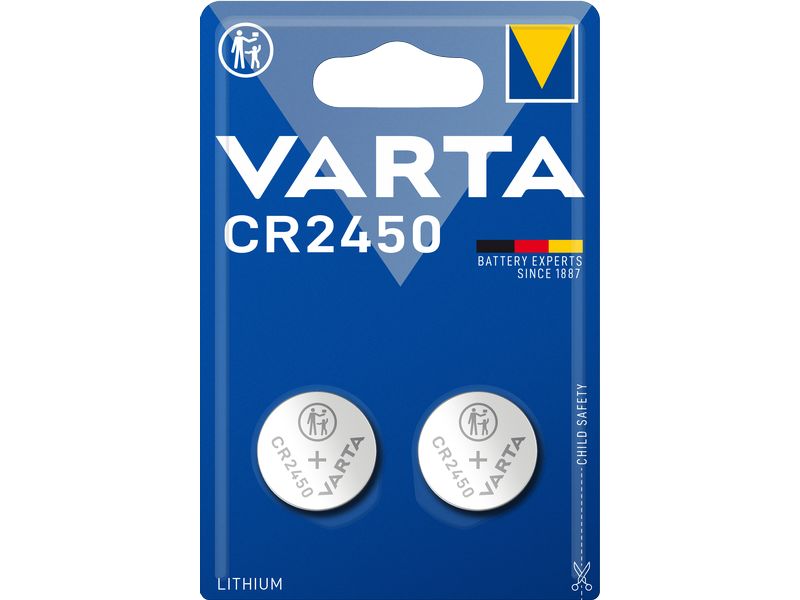 Varta Knopfzelle CR2450 , 2 Stück LITHIUM Knopfzelle CR2450 Blister 2