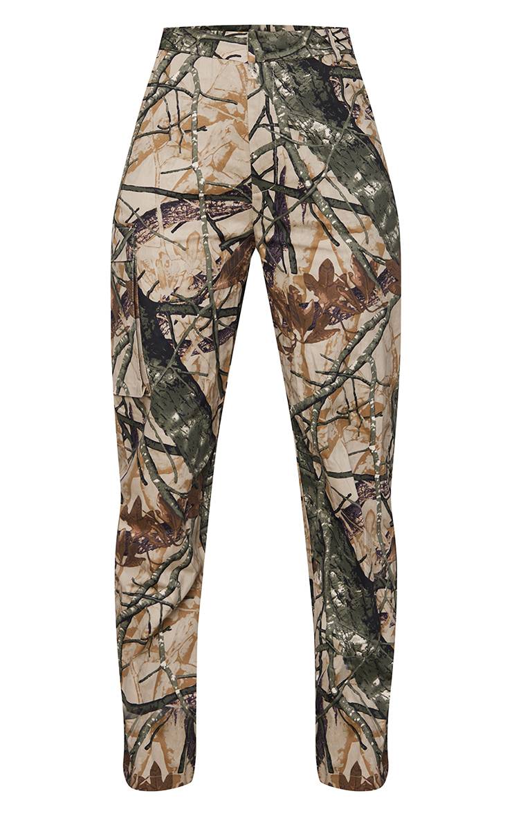 Kaki Pantalon Cargo Large À Imprimé Camouflage Abstrait