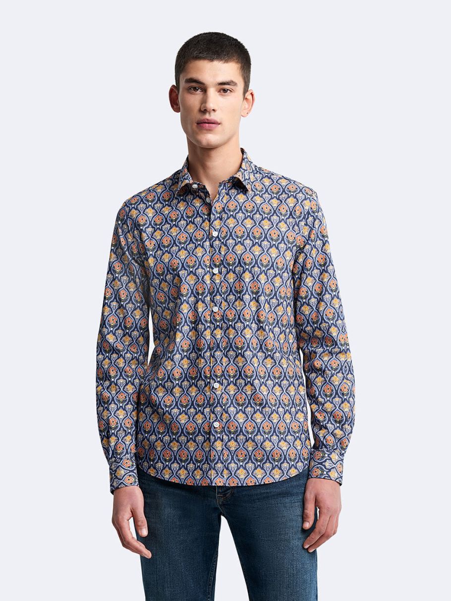 Chemise extra-slim stretch fleurie