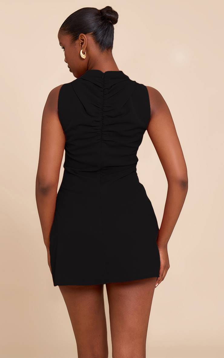 Noir Robe Mini Droite À Liserés Contrastants
