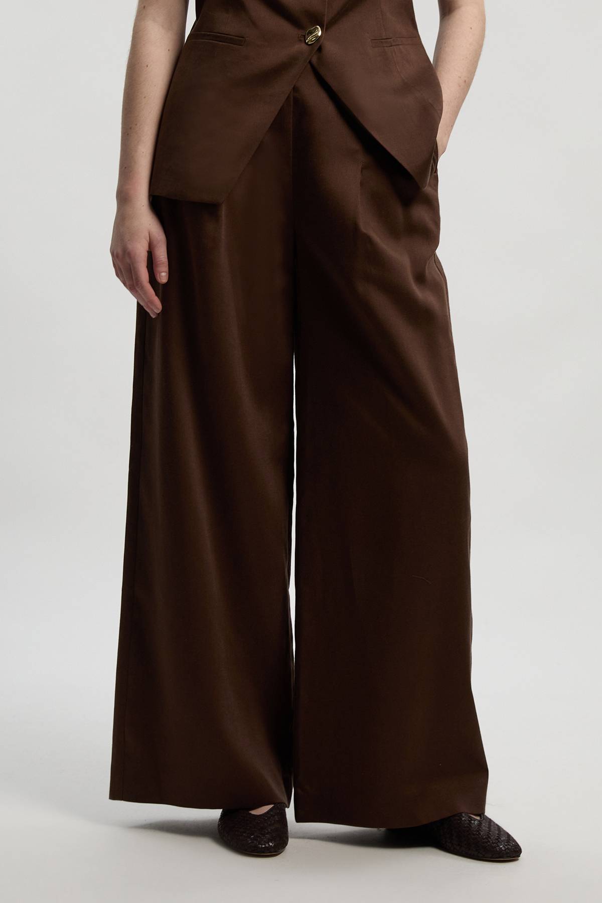 KarenMillen Pantalon Large Ajusté En Lin Petite