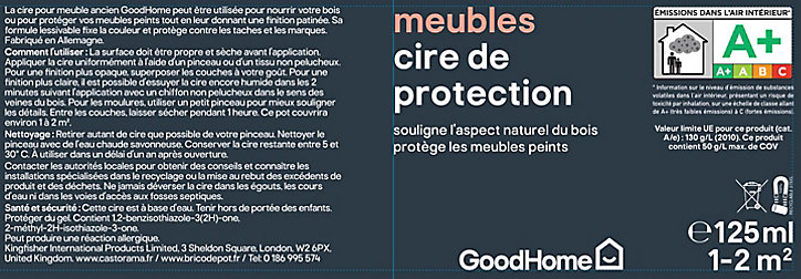 Cire de protection pour meubles GoodHome marron glacé mat 125ml