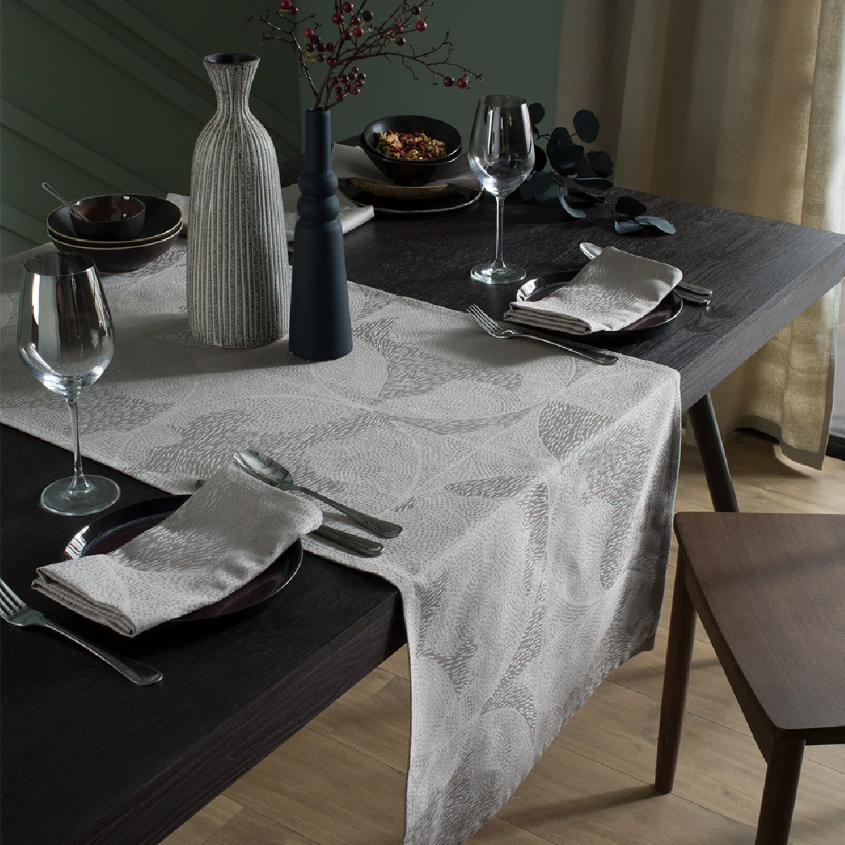 Chemin de table pur coton beige 155X55 Garnier Thiebaut