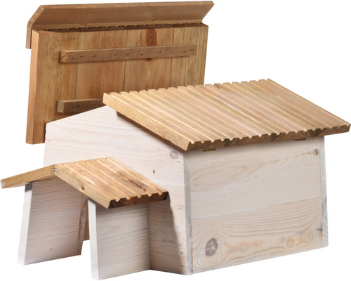Voederstation voor egels, dobarhout, 55 x 38 x 28 cm, bruin en wit